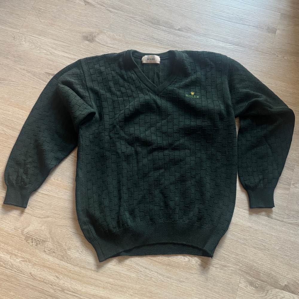 Rolex Green V-Neck Sweater